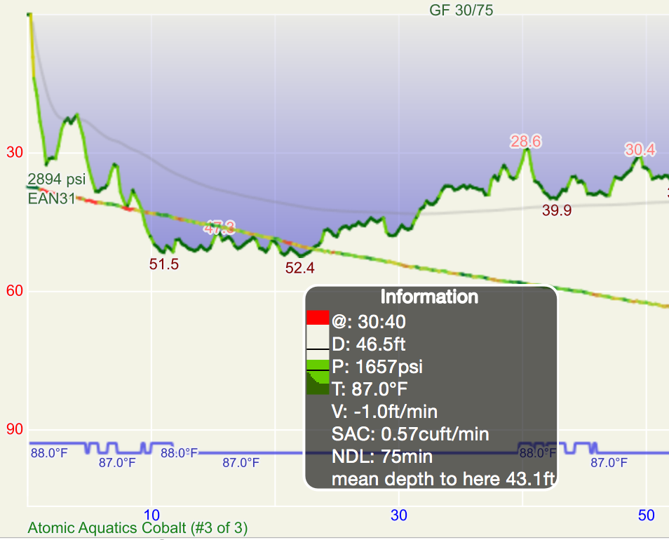 Screenshot of dive profile